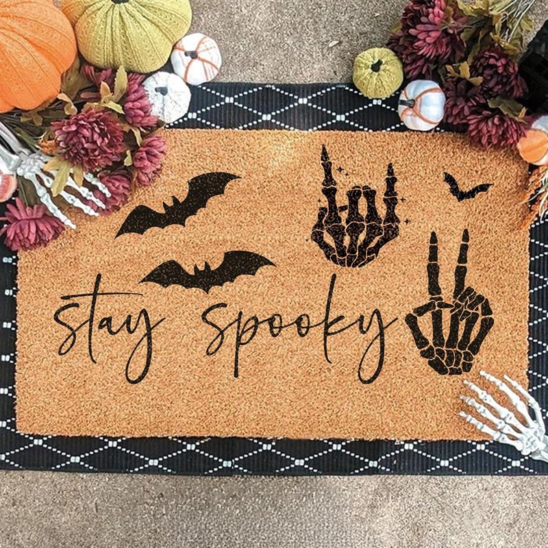 MYJMN Halloween Stencils for Door Mats Large Halloween Rug Doormat Stencil for Painting on Wood Crafts Shirts Reusable Glass Door Hanger Sign (welcome12) - Image 2